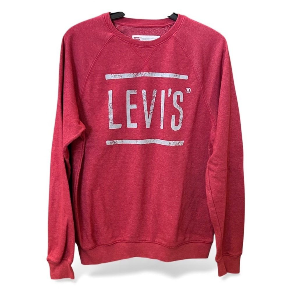 Levi's Crewneck Sweatshirt Pullover Men’s Red Distressed Graphic Logo Size: Sm